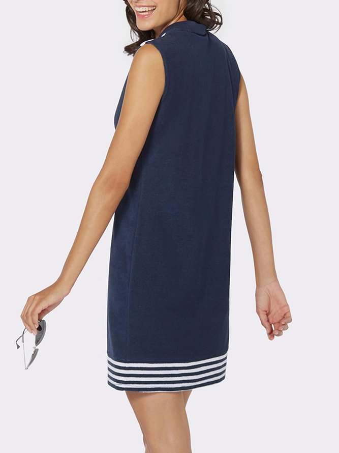 Casual Zipper Striped Dress