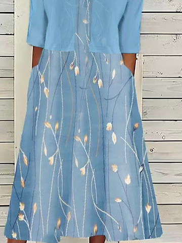 Vacation Loose V Neck Color Block Two-Piece Set