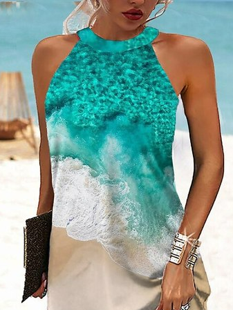 Loose Casual Gradient Pattern Sea Dress