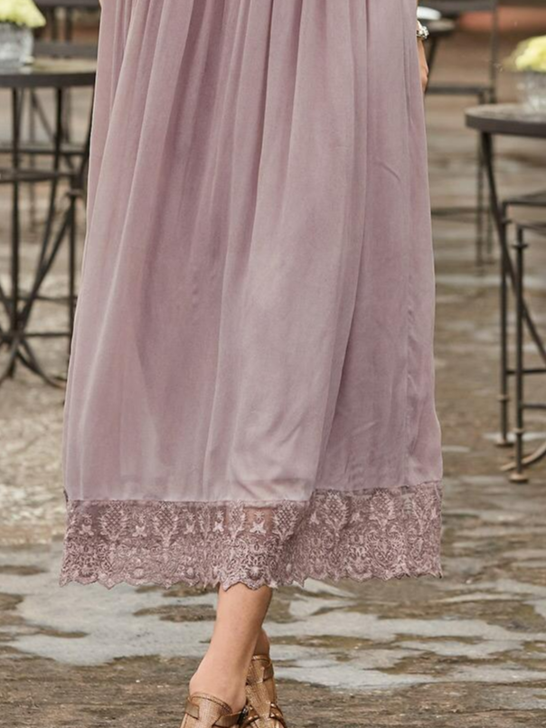 Boho Plain Lace Edge Summer Elegant Dress