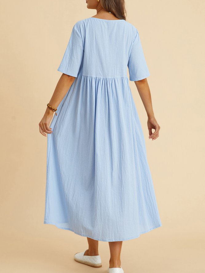 Plain loose pocket Long Dress