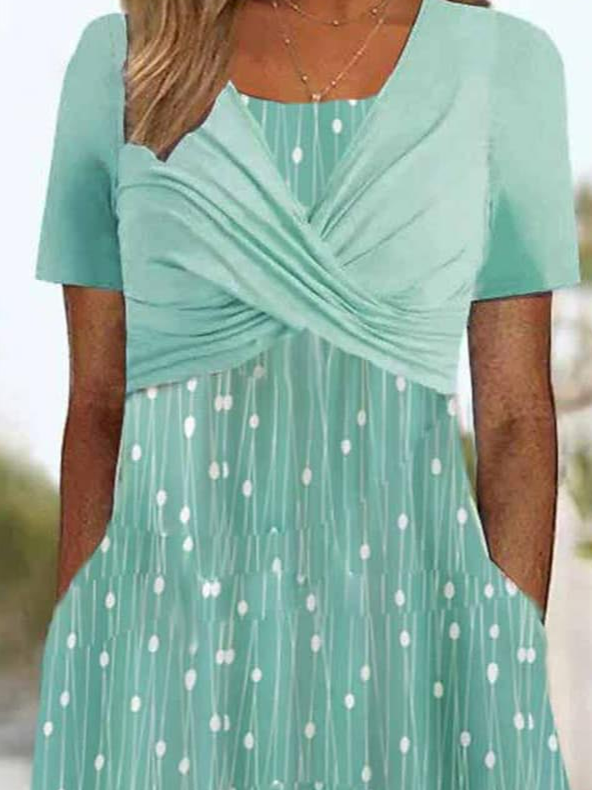 Geometric Casual V Neck Loose Dress