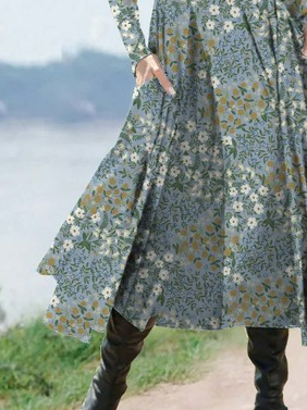 Crew Neck Loose Casual Floral Dress