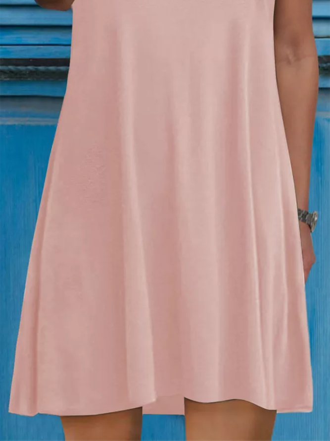 Round Neck Solid Casual Mini Dress