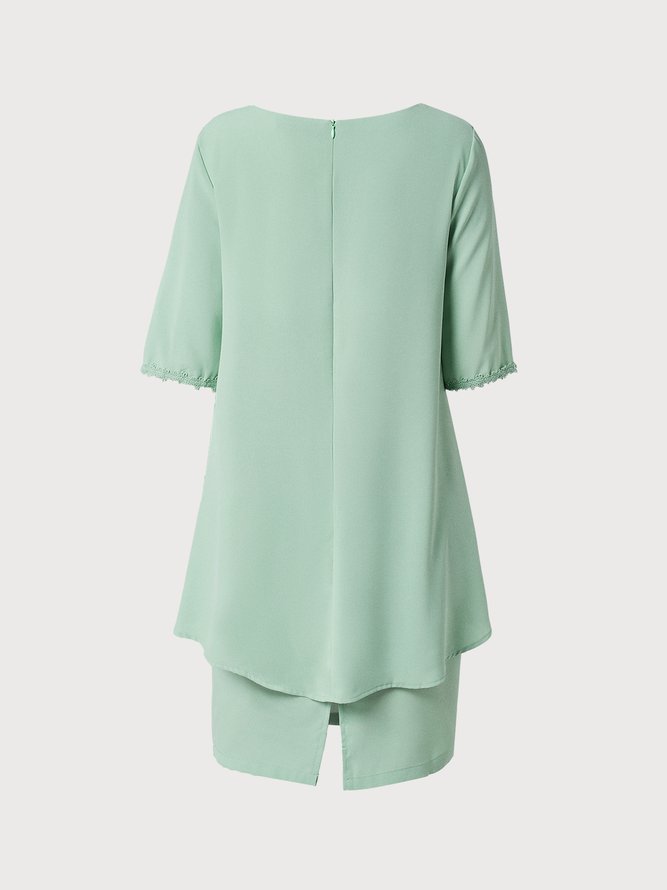 Crew Neck Elegant Plain Formal Midi Prom Dress