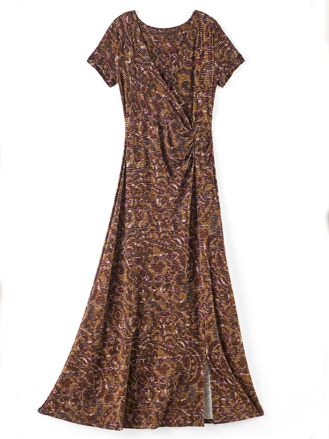 Ditsy Floral Boho Knitted V Neck Dress