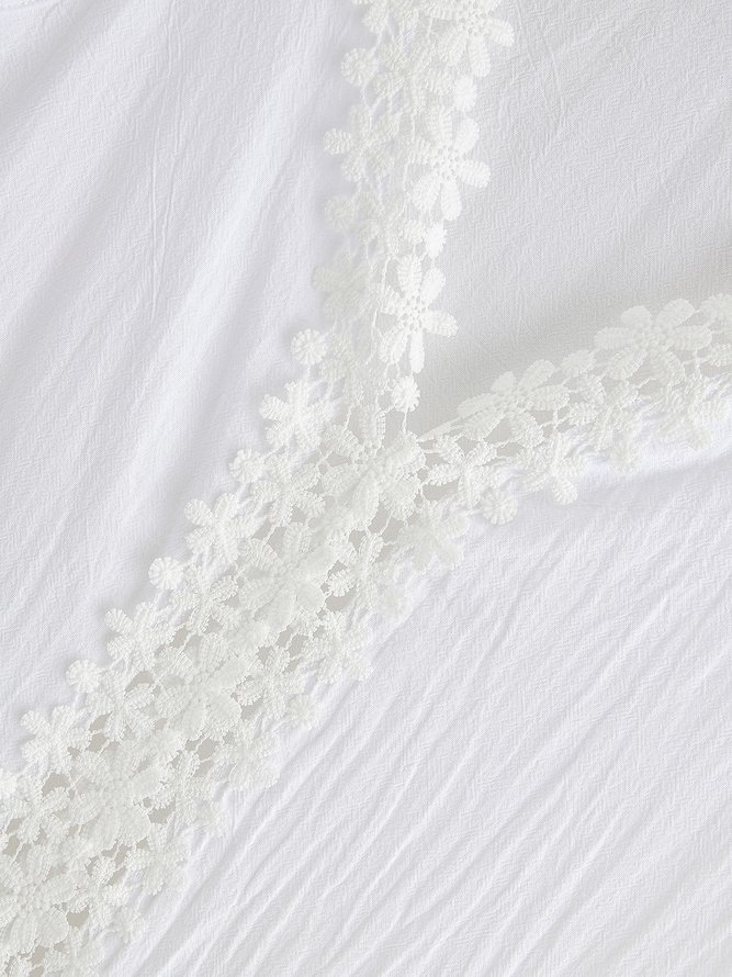 V Neck Lace Solid Formal Midi Prom Dresses