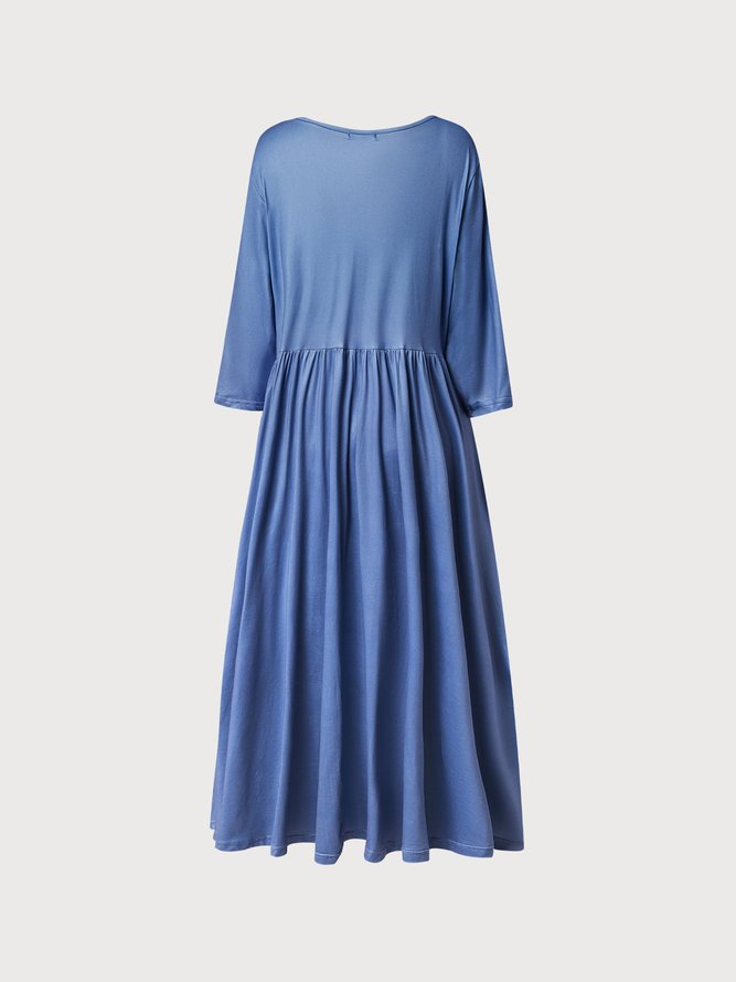 Round Neck Floral Casual Midi Dresses