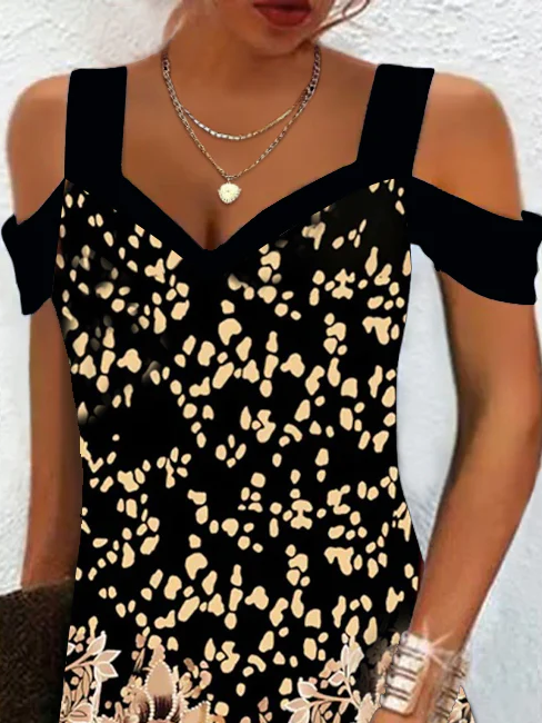 Floral Elegant Loose Cold Shoulder Dress