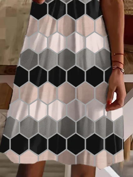 Casual Plaid V Neck Regular Fit Dress