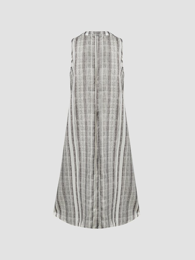 V Neck Geometric Casual Basic Midi Dresses