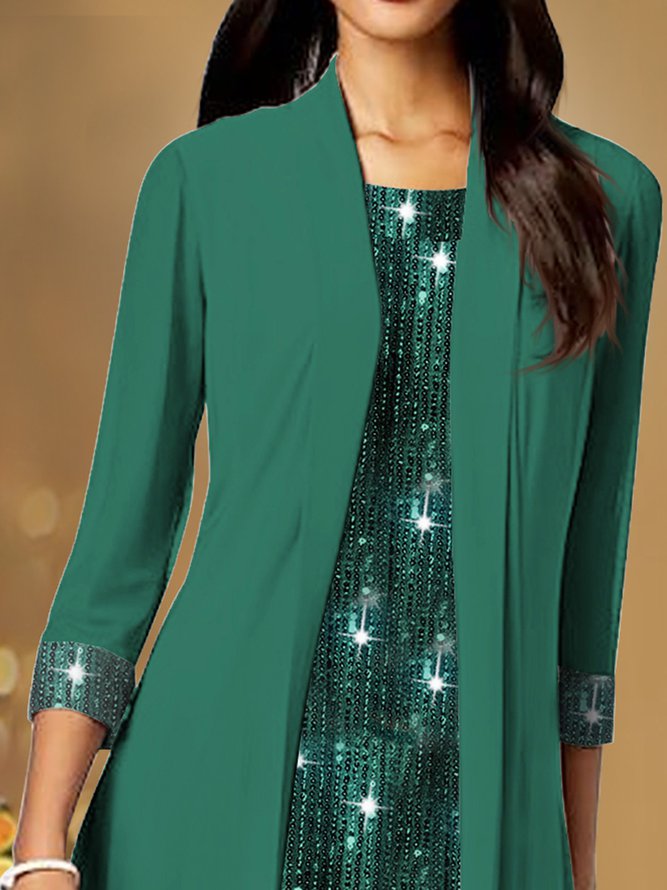 Wedding party holiday Sequins jacket dress two piece set