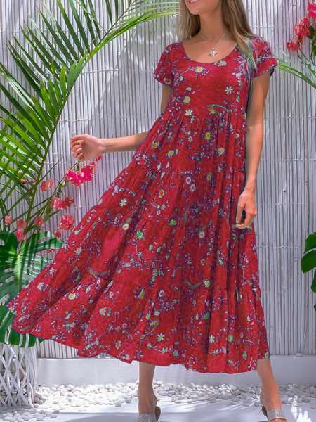 Blue Cotton-Blend Sleeveless Casual Weaving Dress