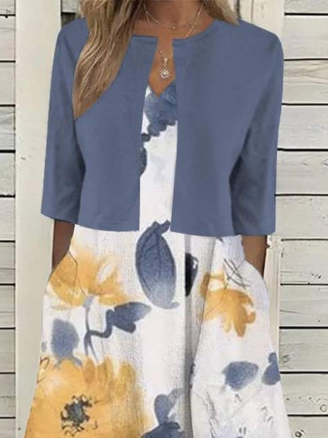 Loose Floral Crew Neck Casual Two-Piece Set