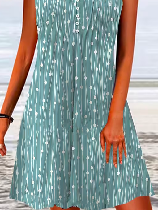Loose Geometric Vacation V Neck Dress