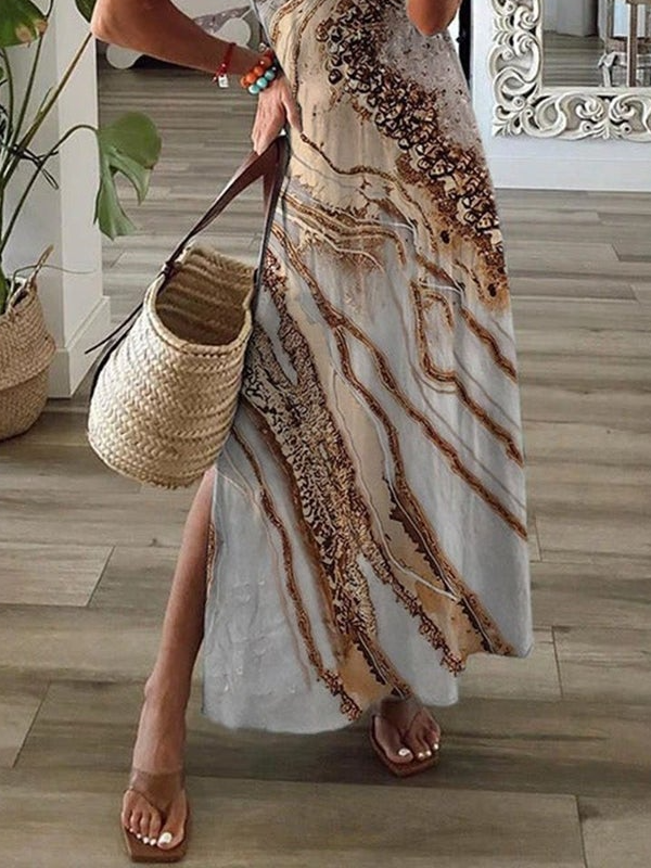 V Neck Ombre Vacation Maxi Dress