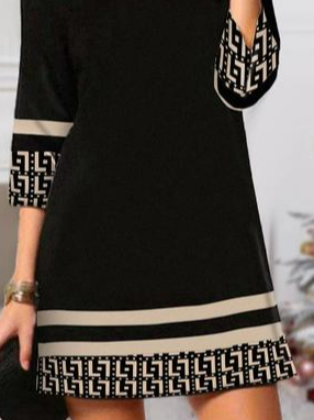 Casual Crew Neck Geometric Loose Dress