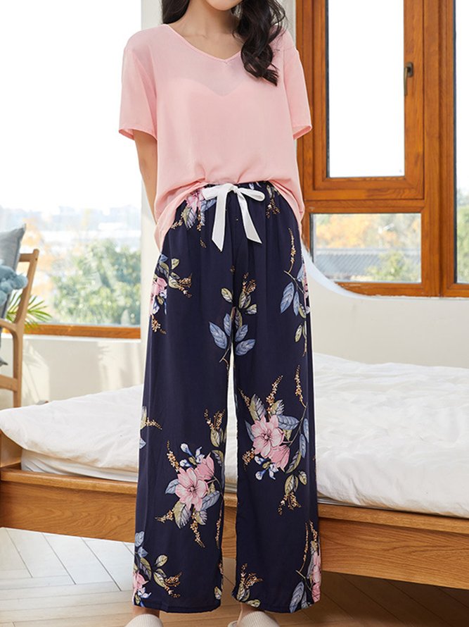 Breathable Comfortable Floral Casual Loose Pajama Set