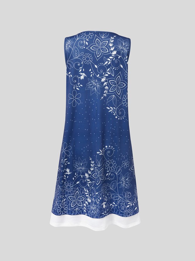 Casual Scoop Neck Floral Loose Dress