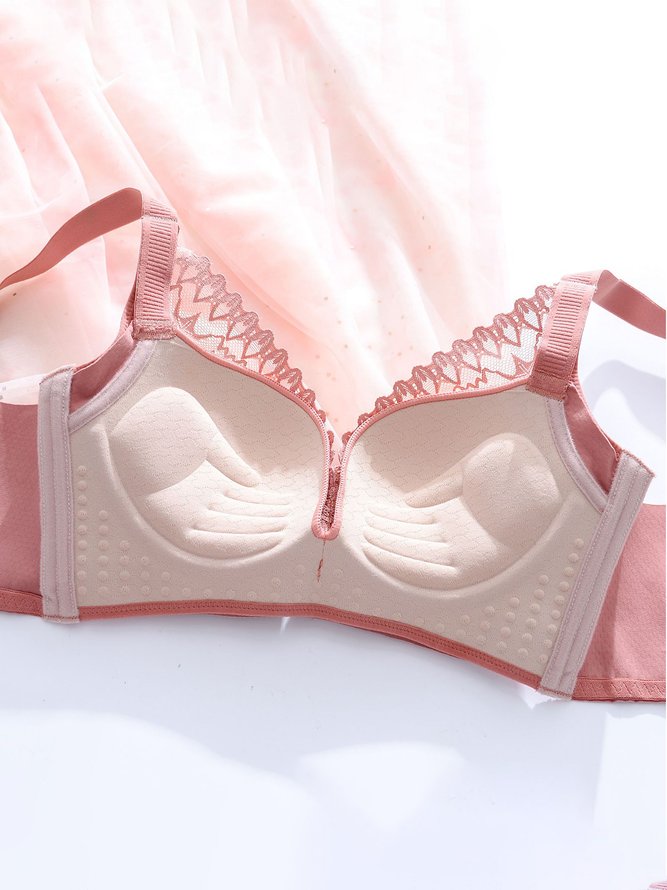 Underwireless Lace Floral Bra Plus Size Full Coverage Adjustable Massage Bra