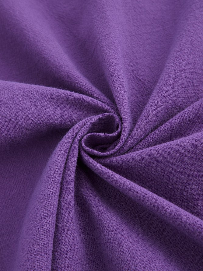 Summer Pockets Round Neck Shift Linen Dresses