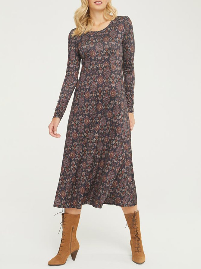 Ethnic Crew Neck Dress