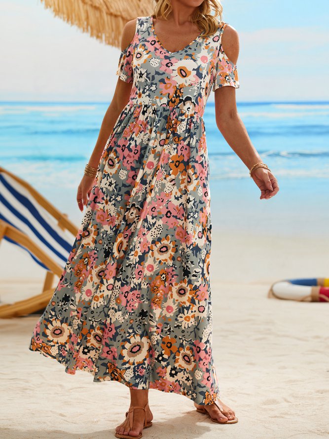 Floral Vacation Short Sleeve Knit Dress
