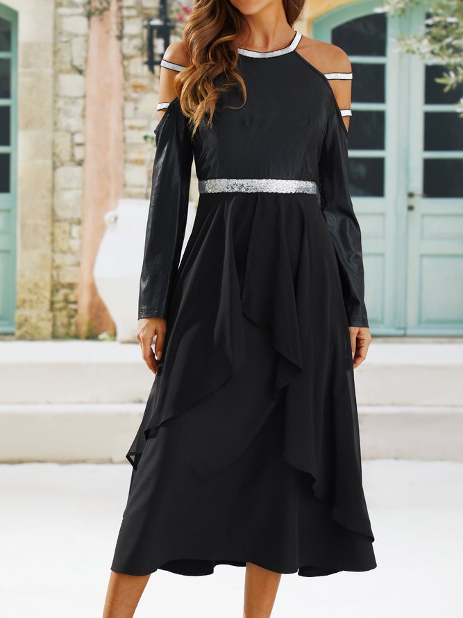 Elegant Crew Neck Loose Dress