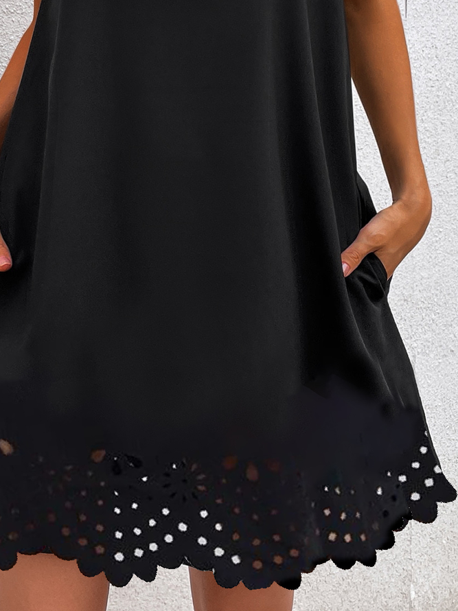 V Neck Plain Elegant Cut Out HemCasual Mini Prom Dress