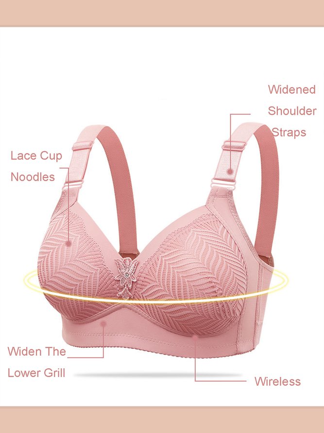 Breathable Wireless Floral Half Lace Bra and Relaxed Bra