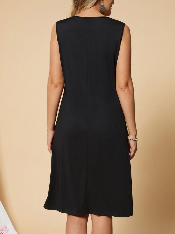 Elegant Contrast Lace Sleeveless Casual Dress