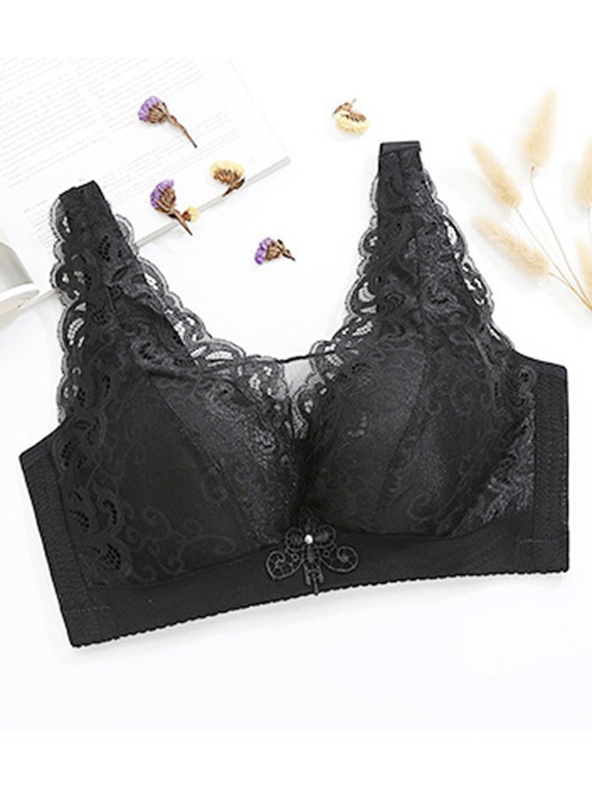 Soft Comfortable Lace Push Up Adjustable Non-Wireless Cotton Bra