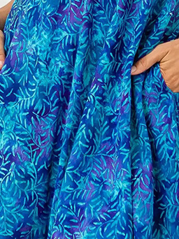 Round Neck Pockets Leaves Casual Mini Dress