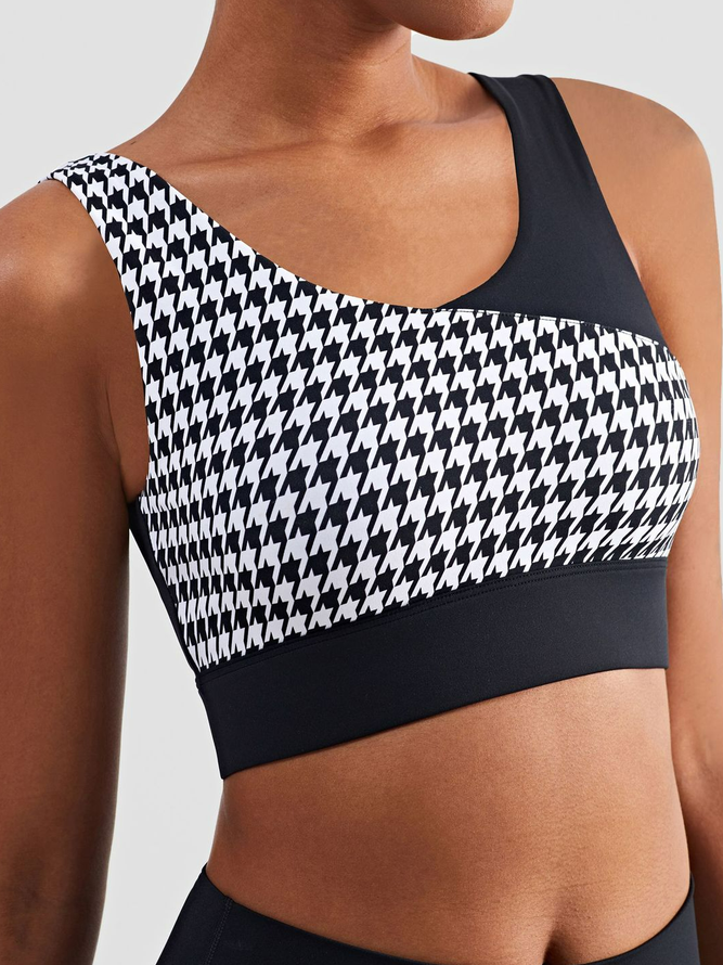 Casual Plaid Sports Bra