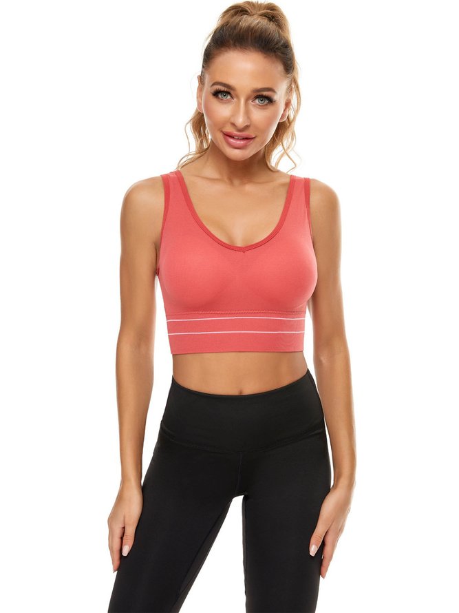 Breathable High Elastic Back Button Seamless Sports Bra