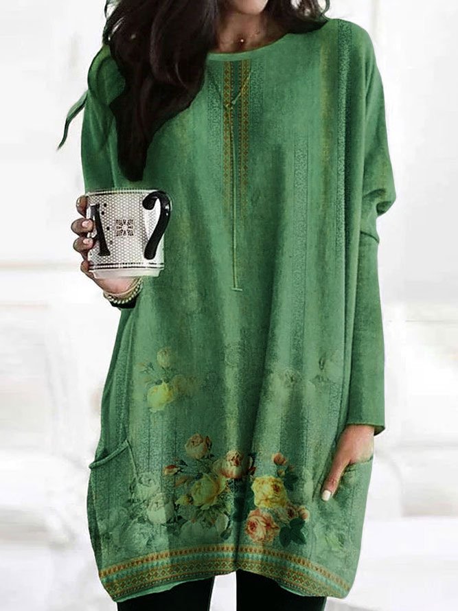 Casual Regular Fit Crew Neck Dress