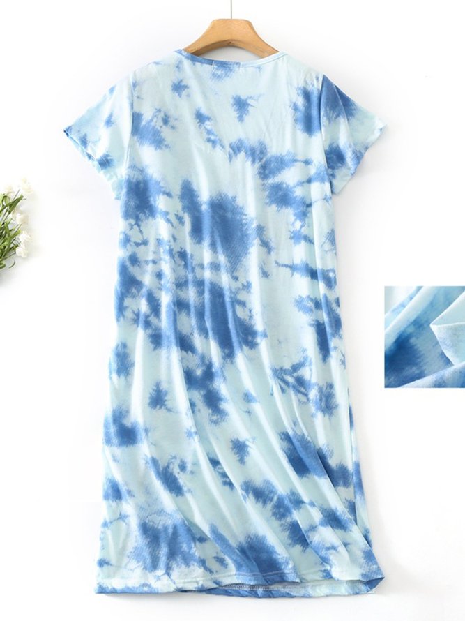 Breathable Comfortable Tie-Dye Loose Casual Nightdress