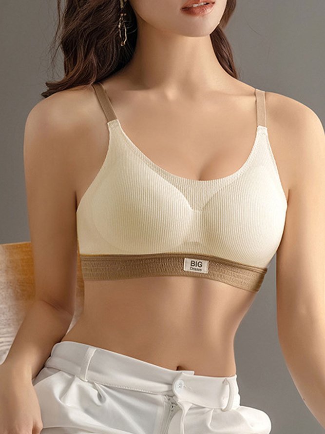 Contrasting Text Letters Seamless Removable Cotton Cups Sports Bra