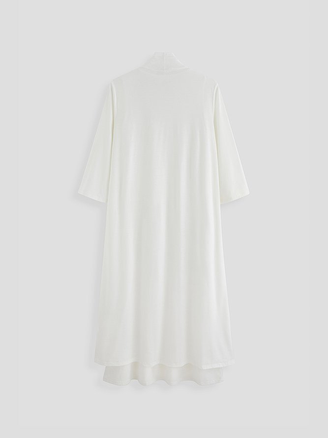 2PCS Round Neck Solid Casual Dress & Cardigan