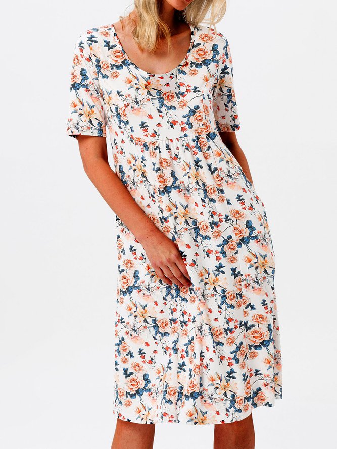 Women Floral Caftan Pockets Summer Dresses