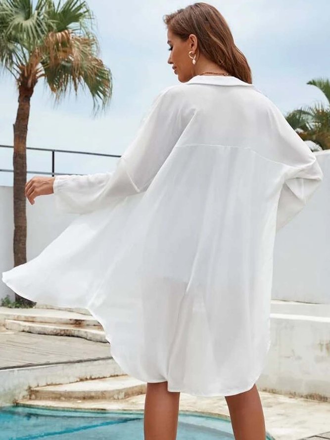 Shirt Collar Vacation Buttoned Dress