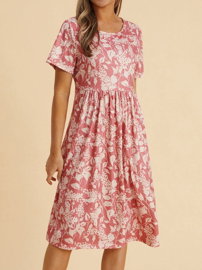 Floral Cotton-Blend Casual Loose Dress