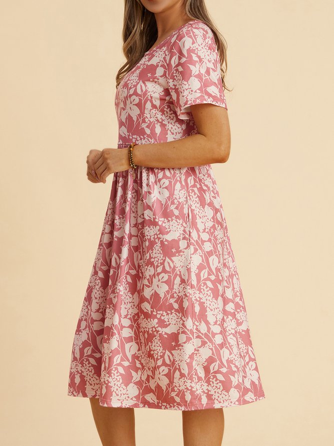 Floral Cotton-Blend Casual Loose Dress