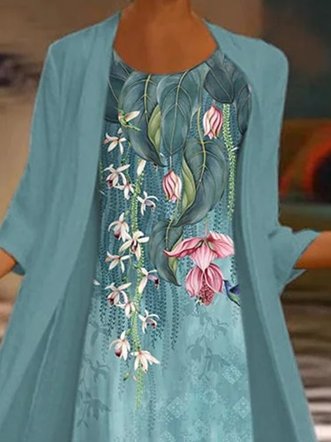 Elegant Floral Loose Wrap Two-Piece Set