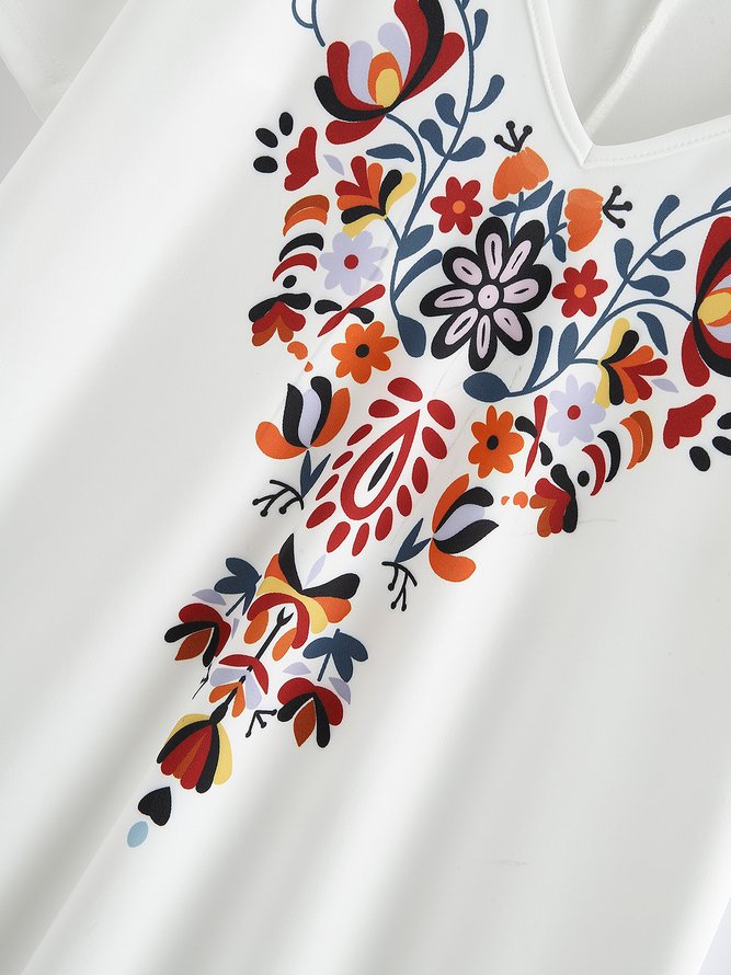 Cold Shoulders Floral Tribal Mexican Prom Dress