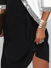 Asymmetrical Neck Color Block Autumn Urban Daily Half sleeve Occasion Dress