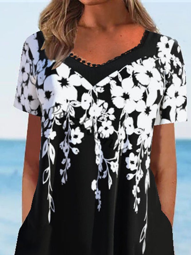 Elegant Floral Lace Loose Dress