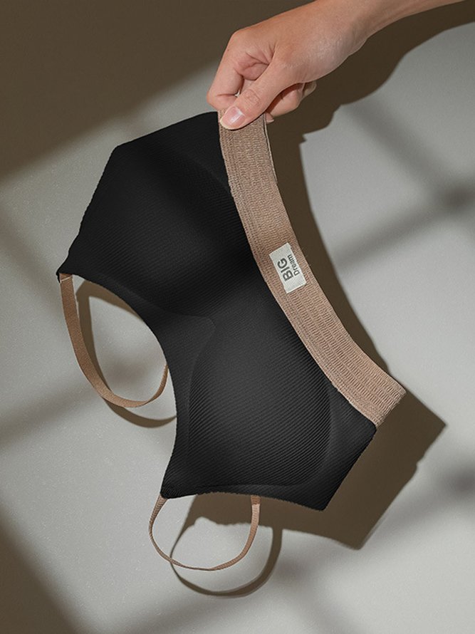 Contrasting Text Letters Seamless Removable Cotton Cups Sports Bra