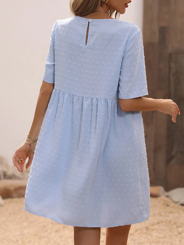 Casual Loose Cotton-Blend Crew Neck Dress
