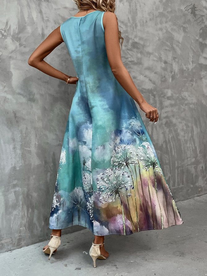 Ombre Crew Neck Loose Casual Dress